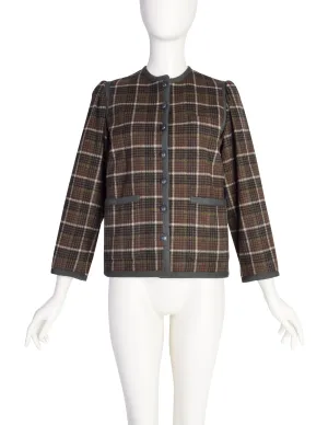 Yves Saint Laurent Vintage AW 1977 Classic Green Plaid Wool Box Jacket