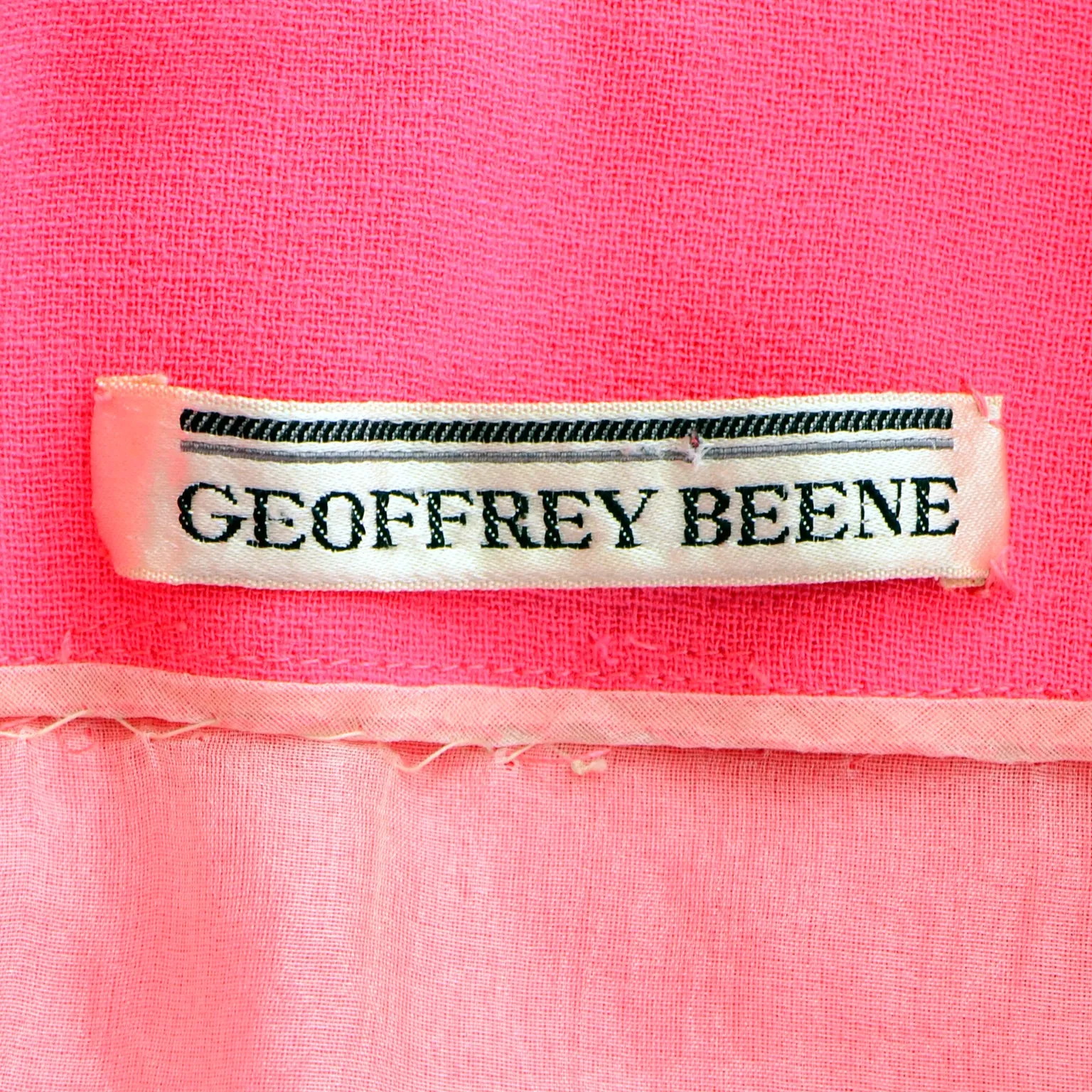 1960s Geoffrey Beene Salmon Pink Dress W Rhinestone Buttons