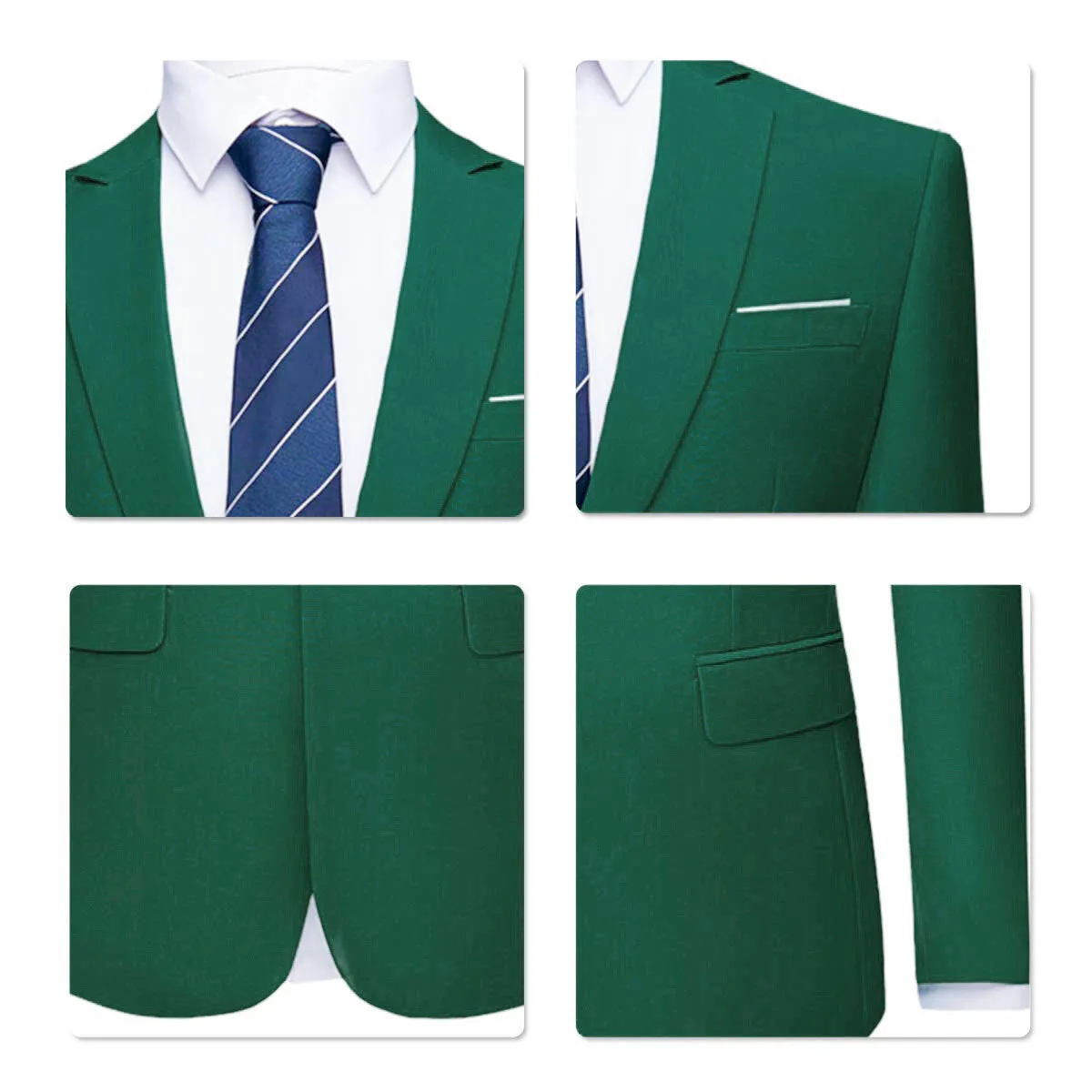 3-Piece One Button Formal Suit DarkCyan