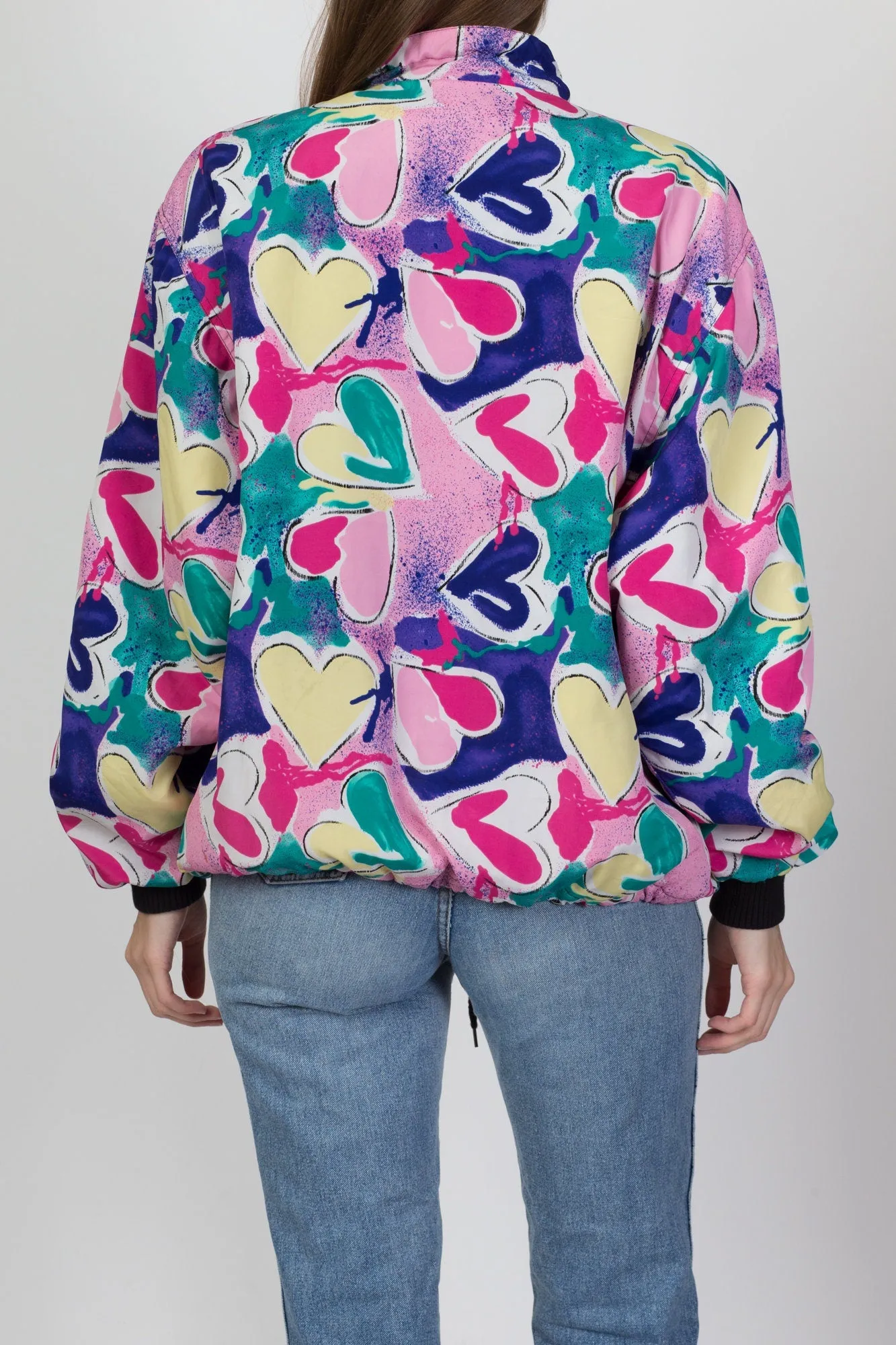 80s 90s Heart Print Windbreaker - Extra Large