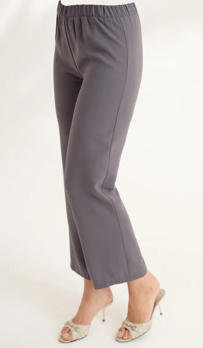 Abeer Stretch Waist Wide Leg Pants - Purple Gray - Final Sale