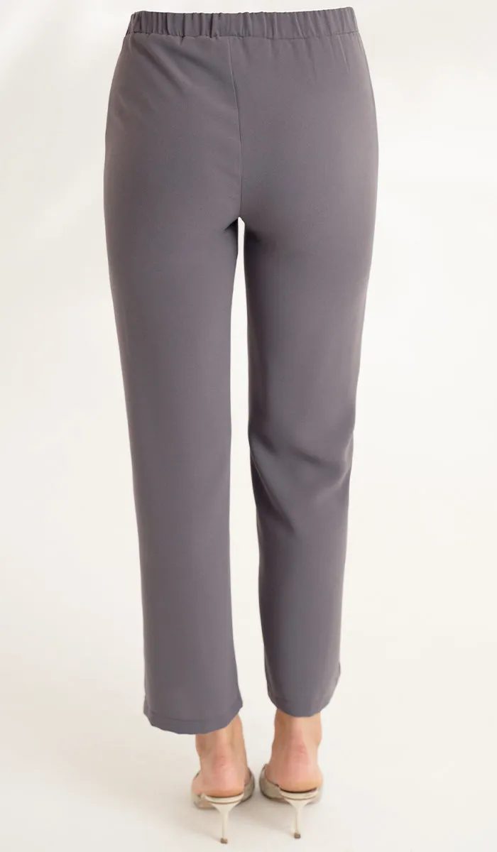 Abeer Stretch Waist Wide Leg Pants - Purple Gray - Final Sale