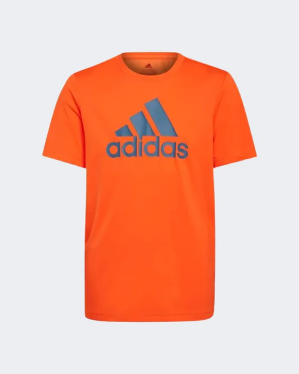 Adidas Aeroready Designed To Move Big Logo Boys Sportswear T-Shirt Orange/Navy Hp0833