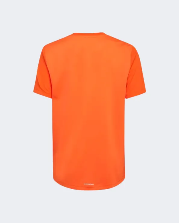 Adidas Aeroready Designed To Move Big Logo Boys Sportswear T-Shirt Orange/Navy Hp0833