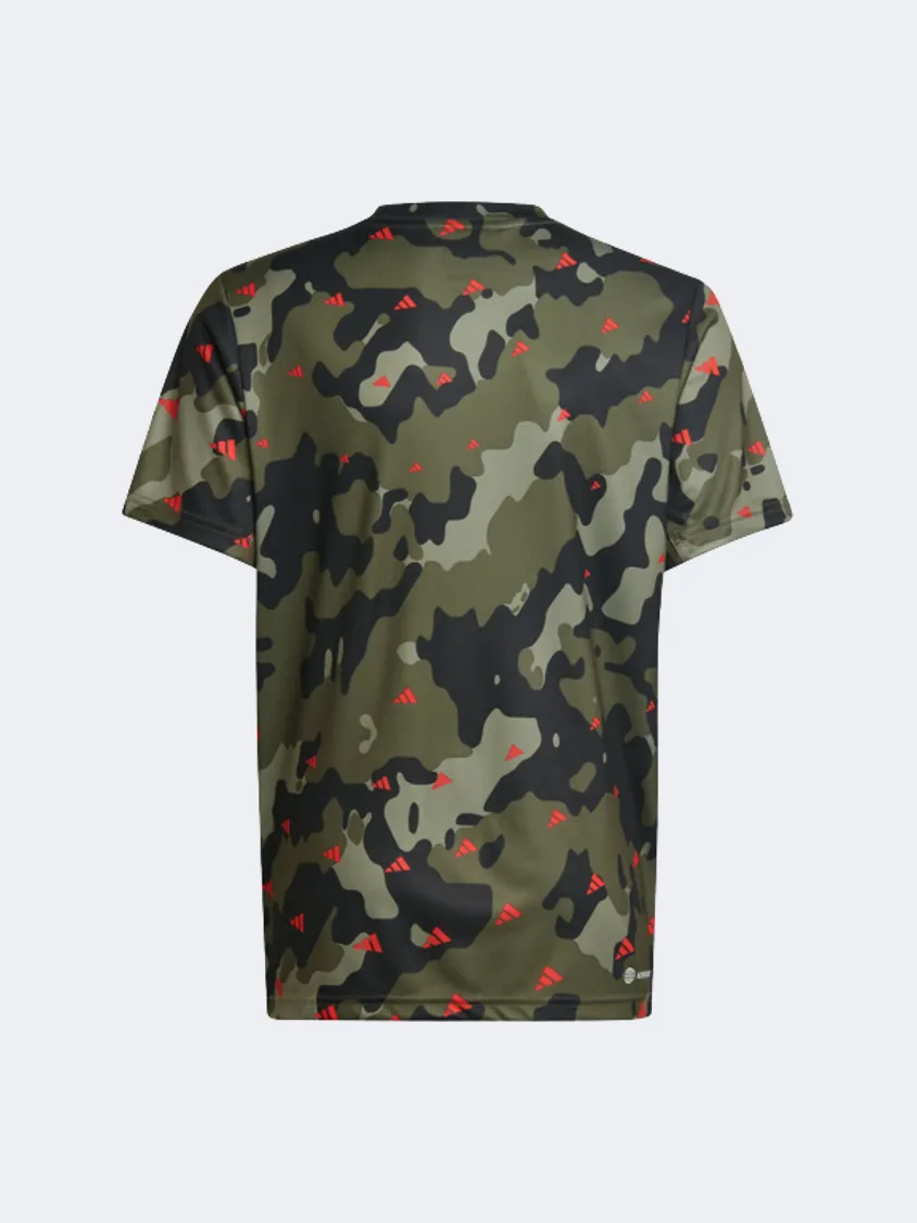 Adidas Allover Print Gs-Boys Training T-Shirt Olive Strata