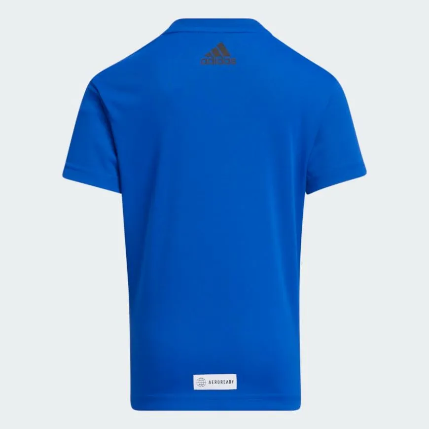 Adidas Cotton Graphic Little-Boys Training T-Shirt Royal Blue