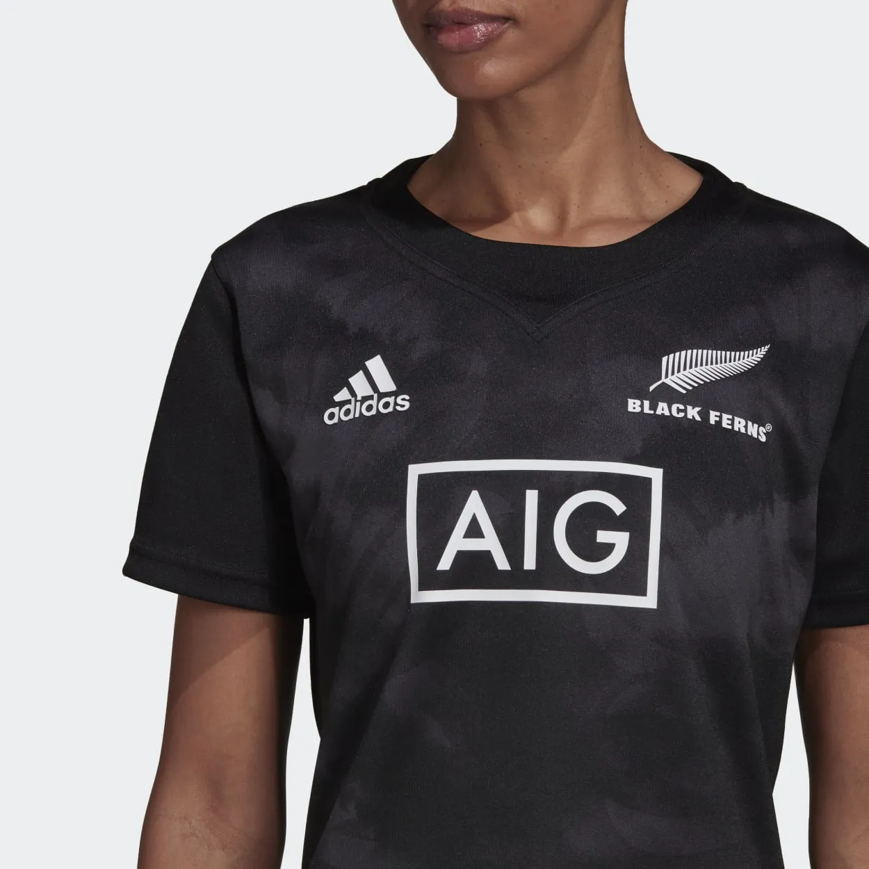 adidas Womens Black Ferns Rugby Primeblue Supporters Home Jersey