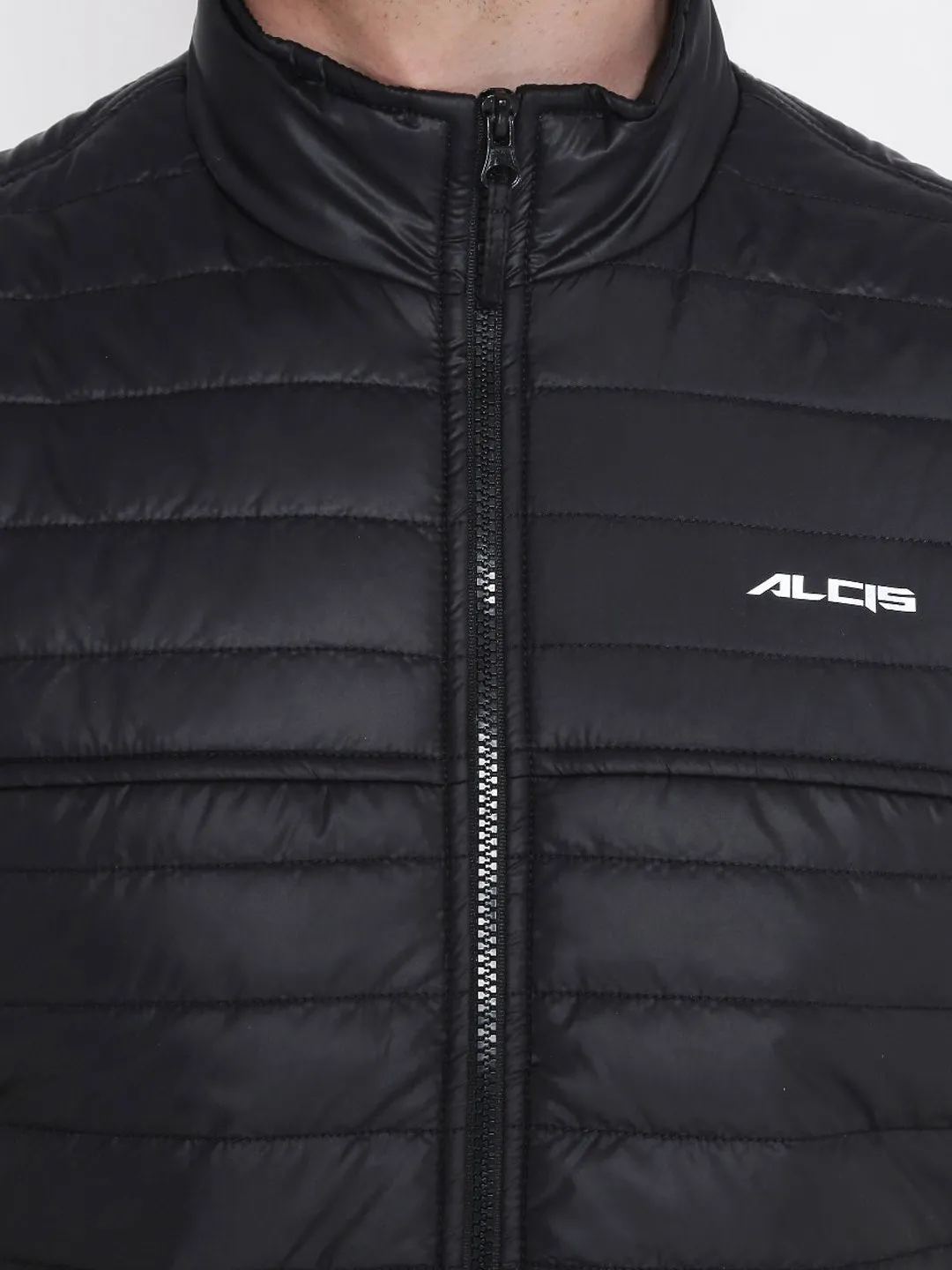 Alcis Mens Solid Black Quilted Jacket 219MJK042