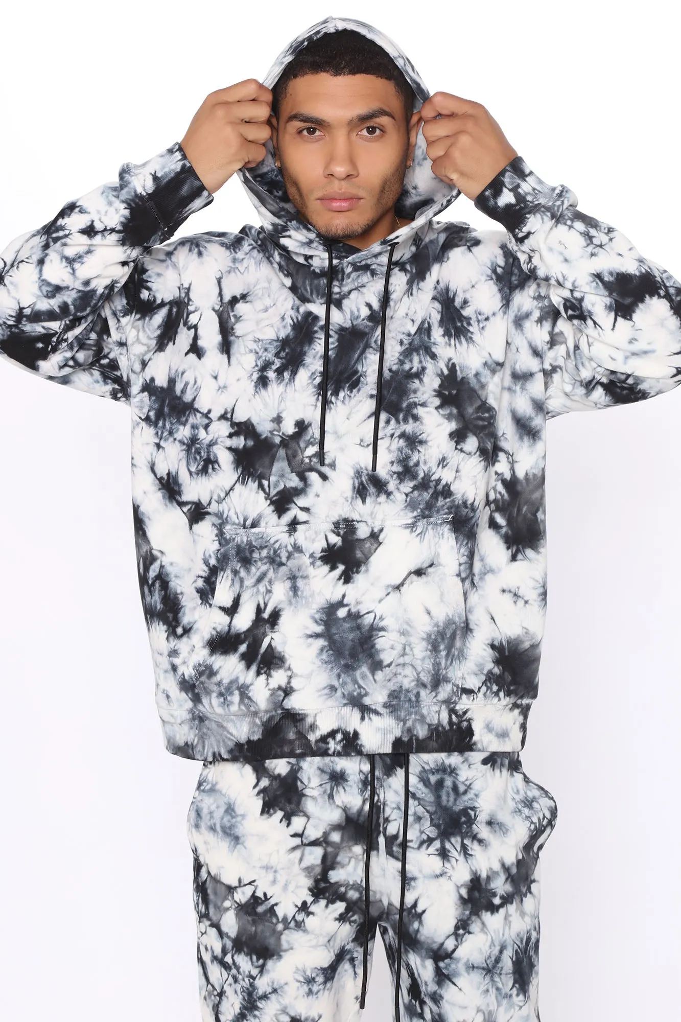 Alix Tie Dye Pullover Hoodie - White/Black