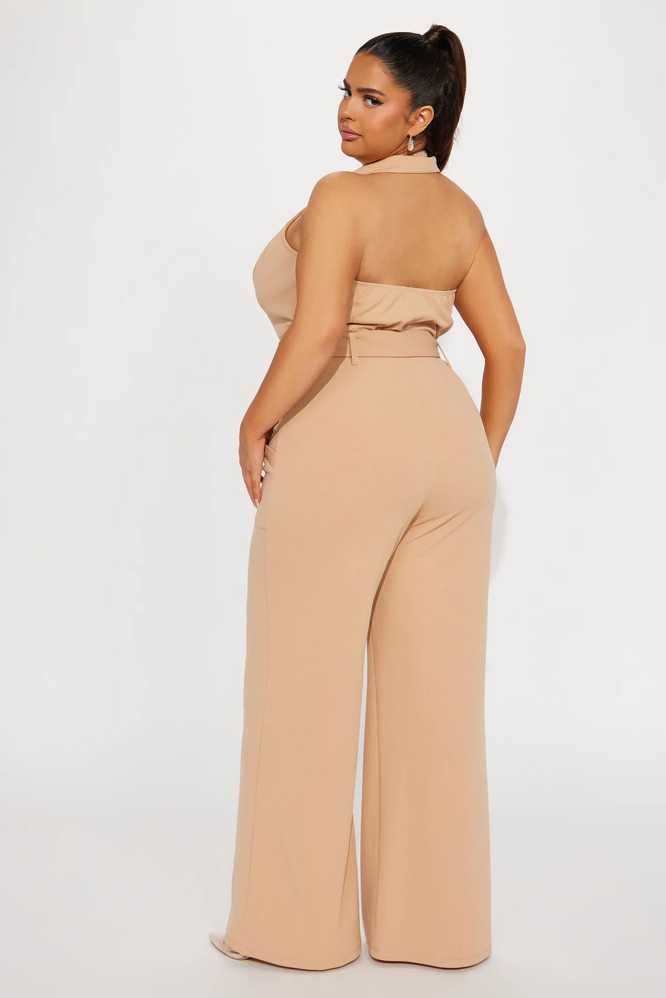 All Business Jumpsuit - Taupe