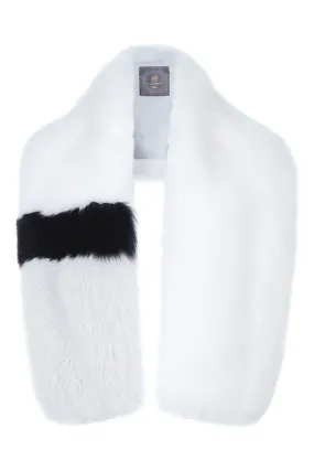 Arabella Striped Fox Fur Scarf Bianco