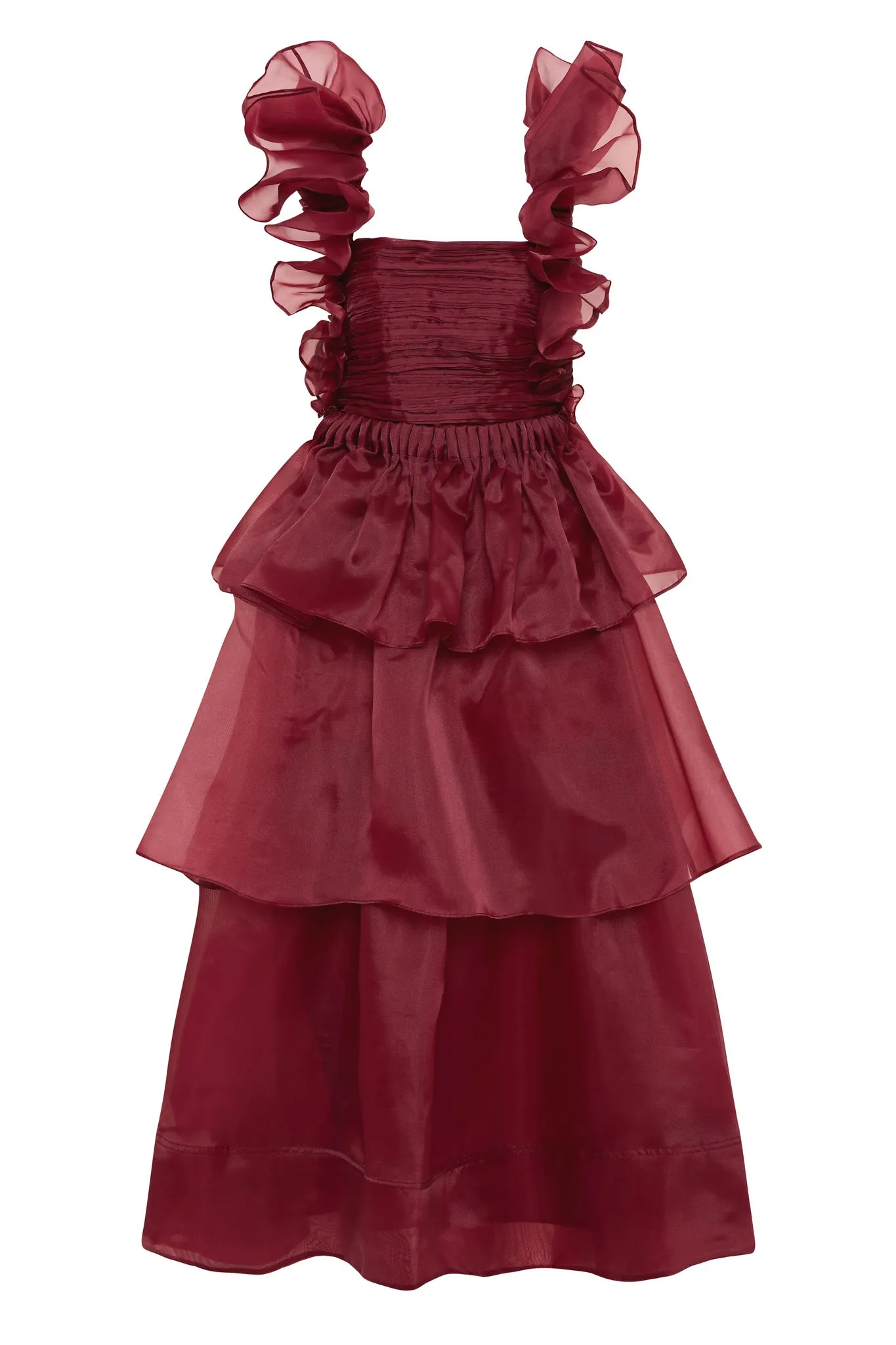 Asra Pleated Frill Midi Dress