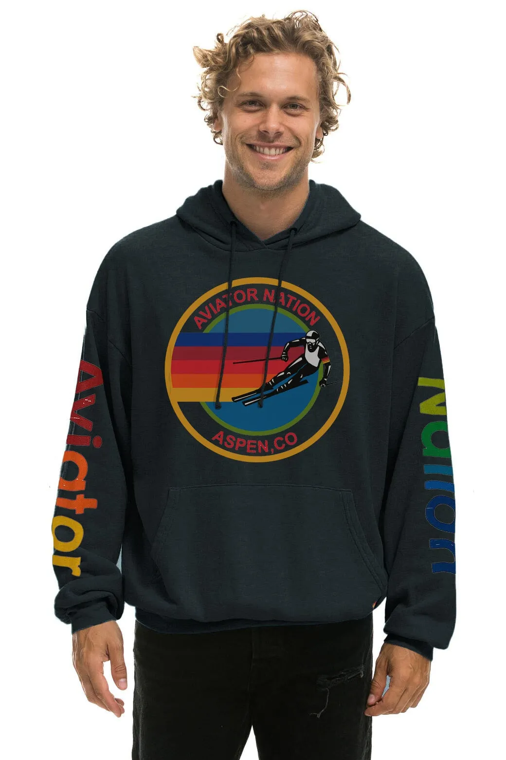 AVIATOR NATION ASPEN RELAXED PULLOVER HOODIE - CHARCOAL