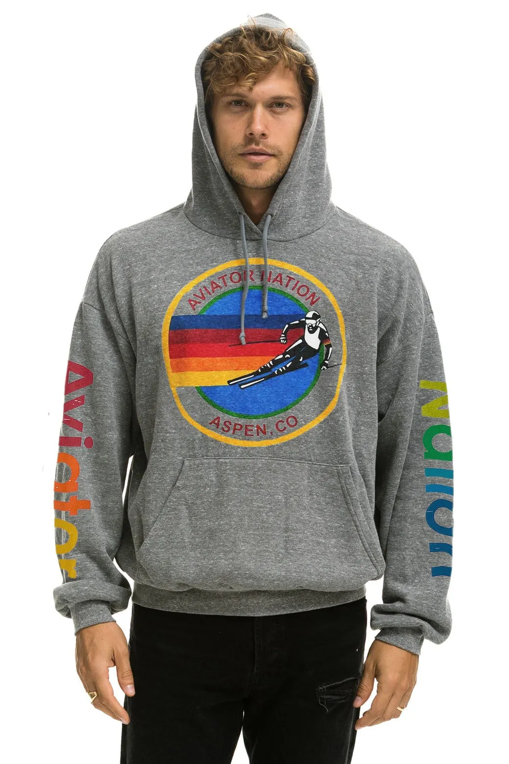 AVIATOR NATION ASPEN RELAXED PULLOVER HOODIE - HEATHER GREY