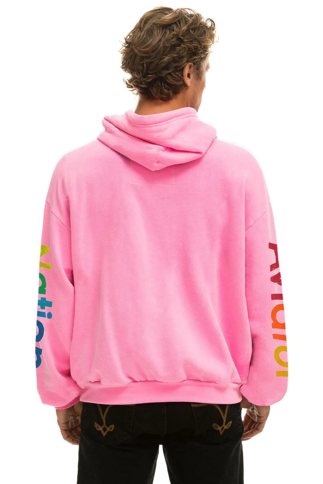 AVIATOR NATION AUSTIN RELAXED PULLOVER HOODIE - NEON PINK