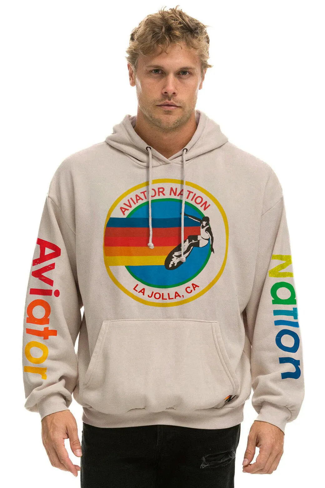 AVIATOR NATION LA JOLLA RELAXED PULLOVER HOODIE - SAND