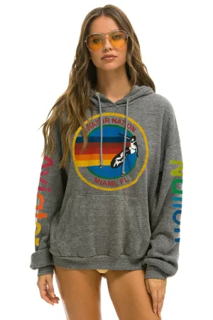 AVIATOR NATION MIAMI RELAXED PULLOVER HOODIE - HEATHER GREY