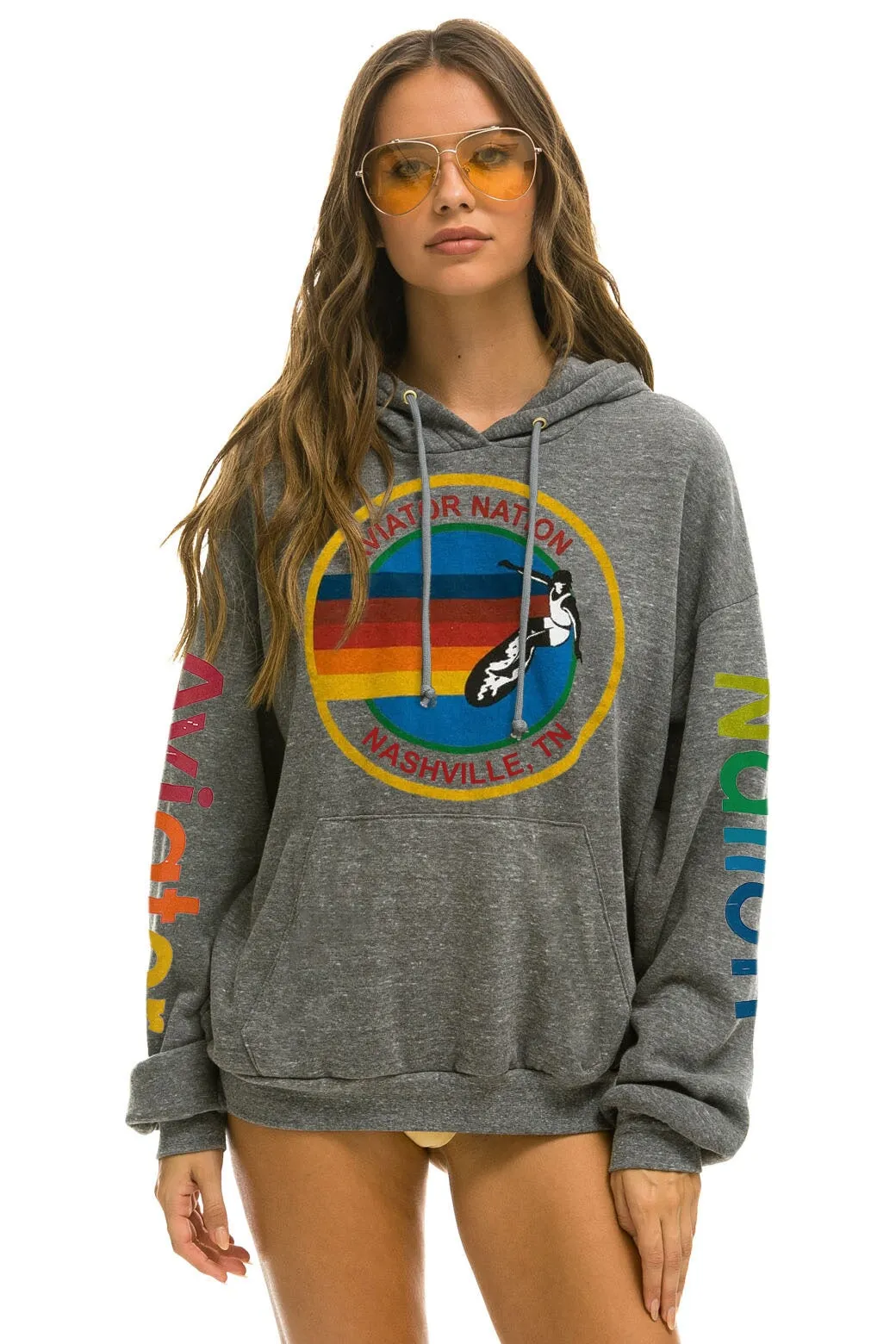 AVIATOR NATION NASHVILLE RELAXED PULLOVER HOODIE - HEATHER GREY