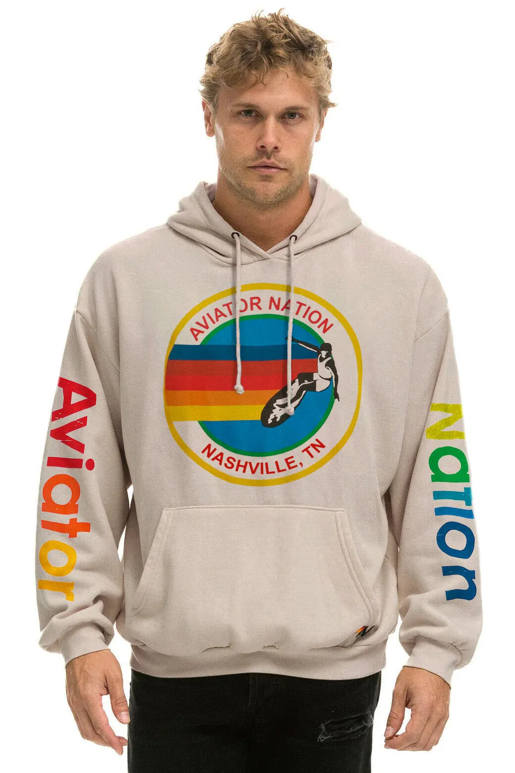 AVIATOR NATION NASHVILLE RELAXED PULLOVER HOODIE - SAND