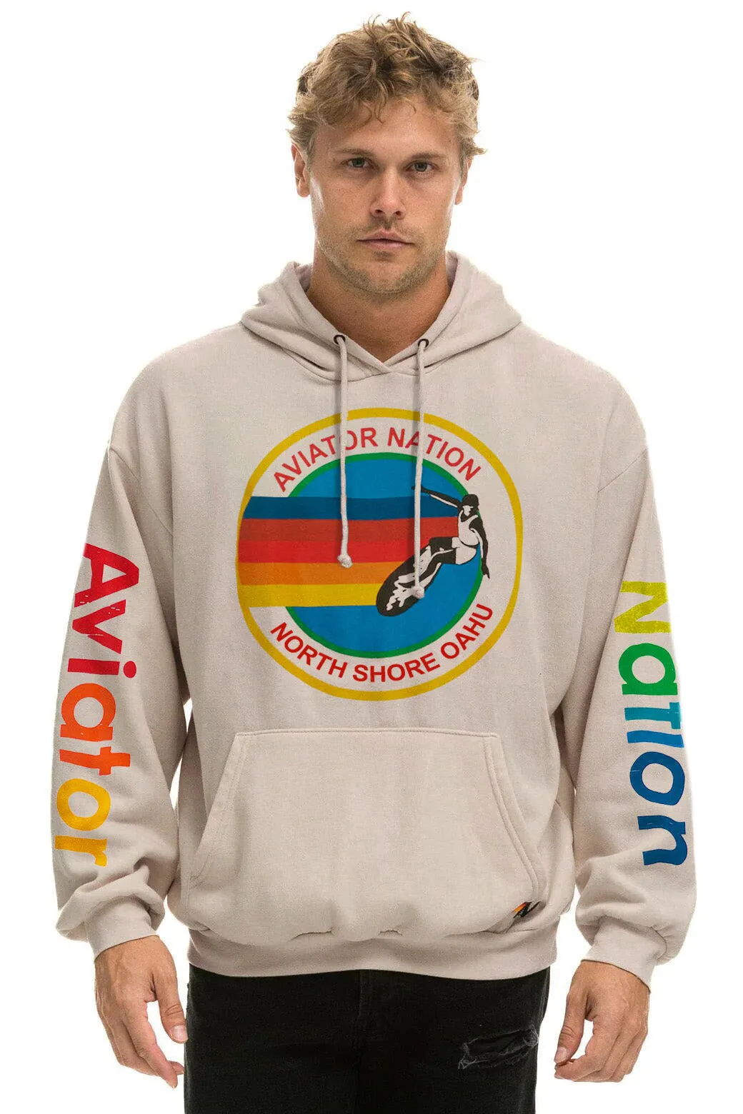 AVIATOR NATION NORTH SHORE RELAXED PULLOVER HOODIE - SAND