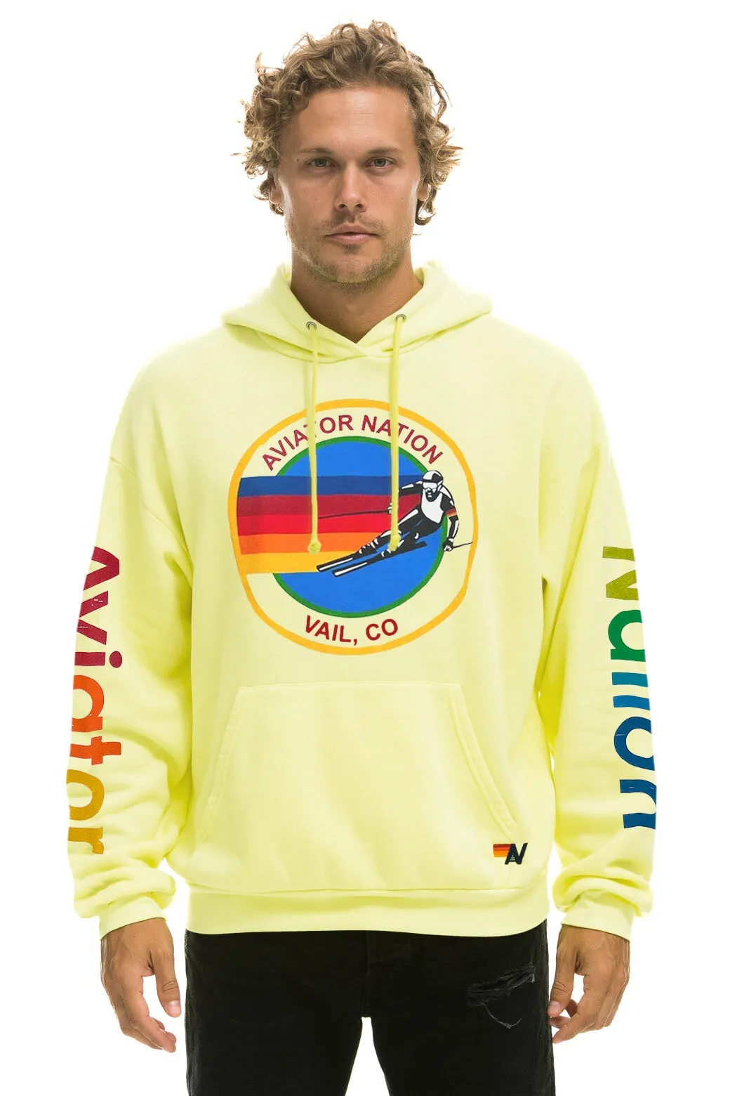 AVIATOR NATION VAIL RELAXED PULLOVER HOODIE - NEON YELLOW