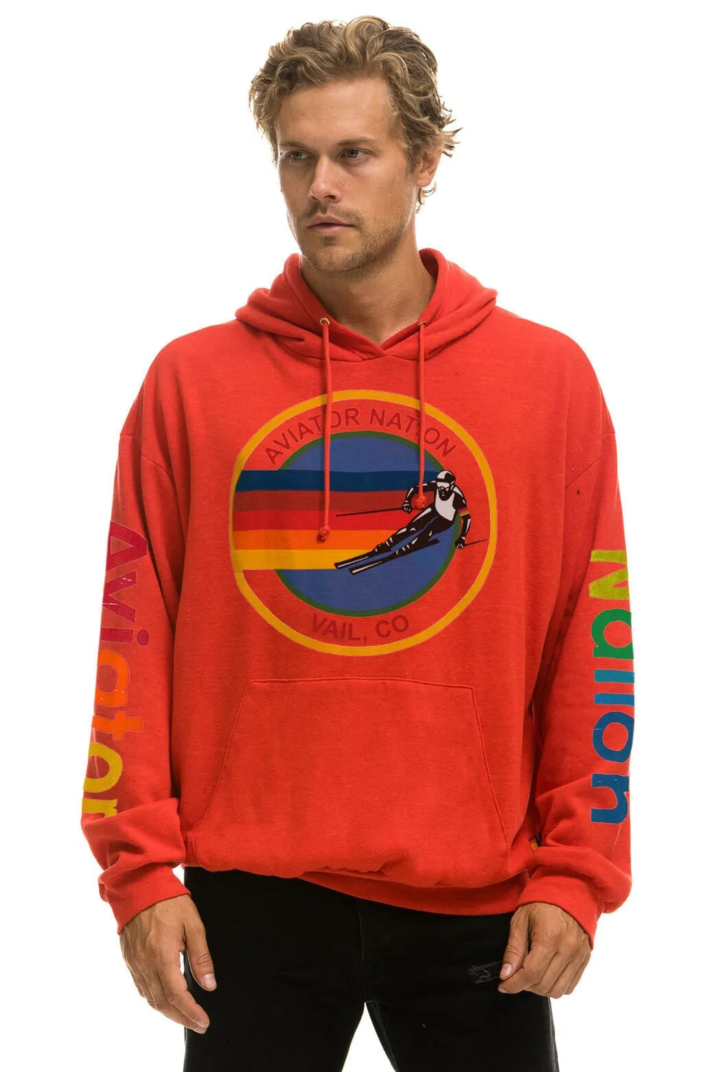 AVIATOR NATION VAIL RELAXED PULLOVER HOODIE - RED