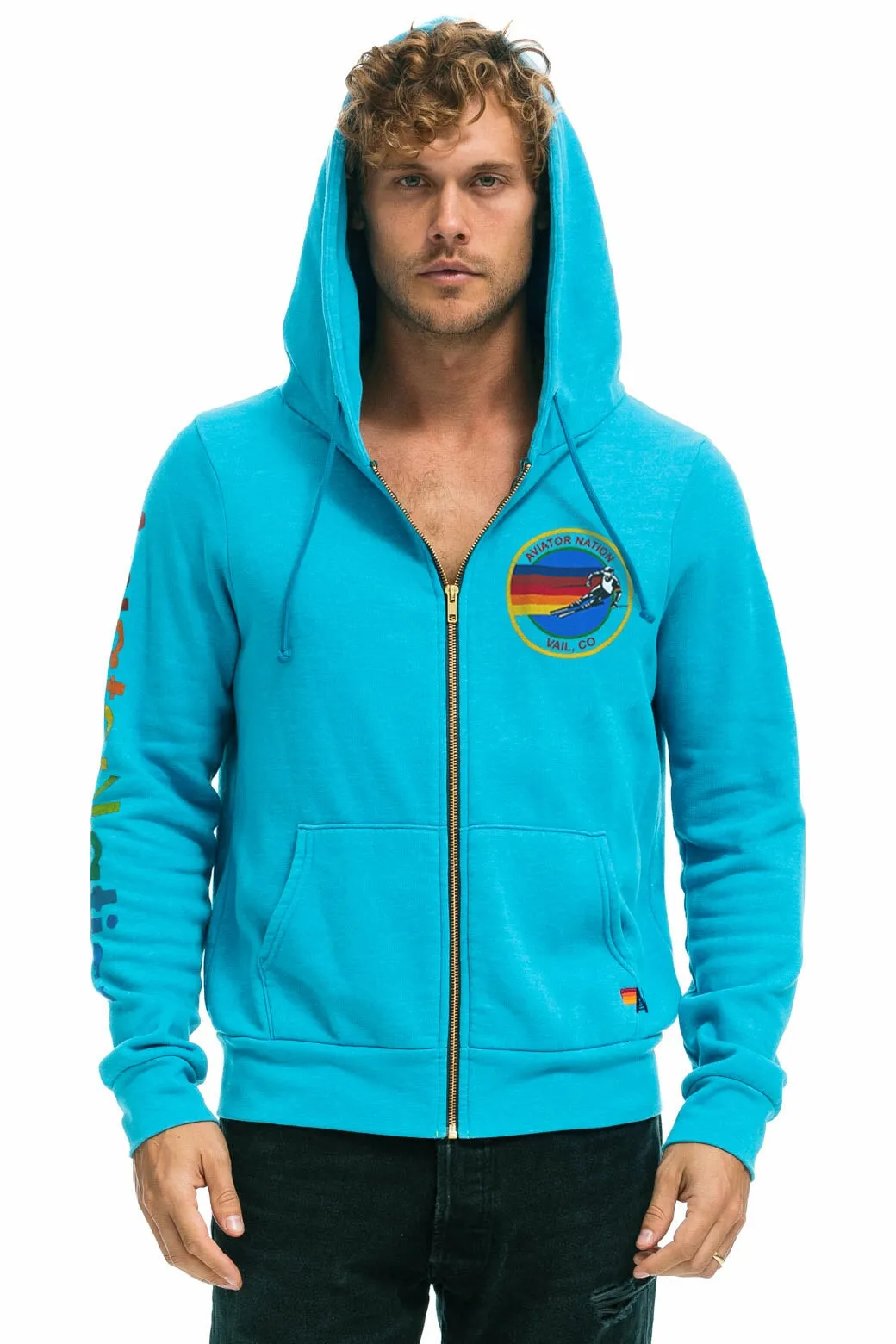 AVIATOR NATION VAIL ZIP HOODIE - NEON BLUE