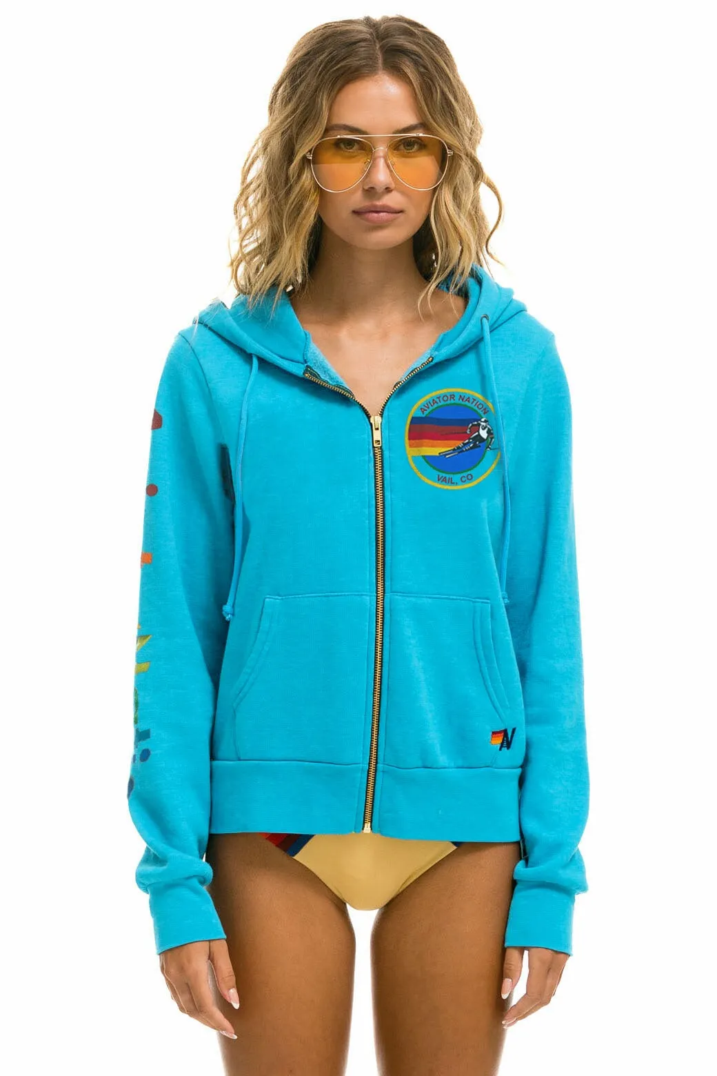 AVIATOR NATION VAIL ZIP HOODIE - NEON BLUE