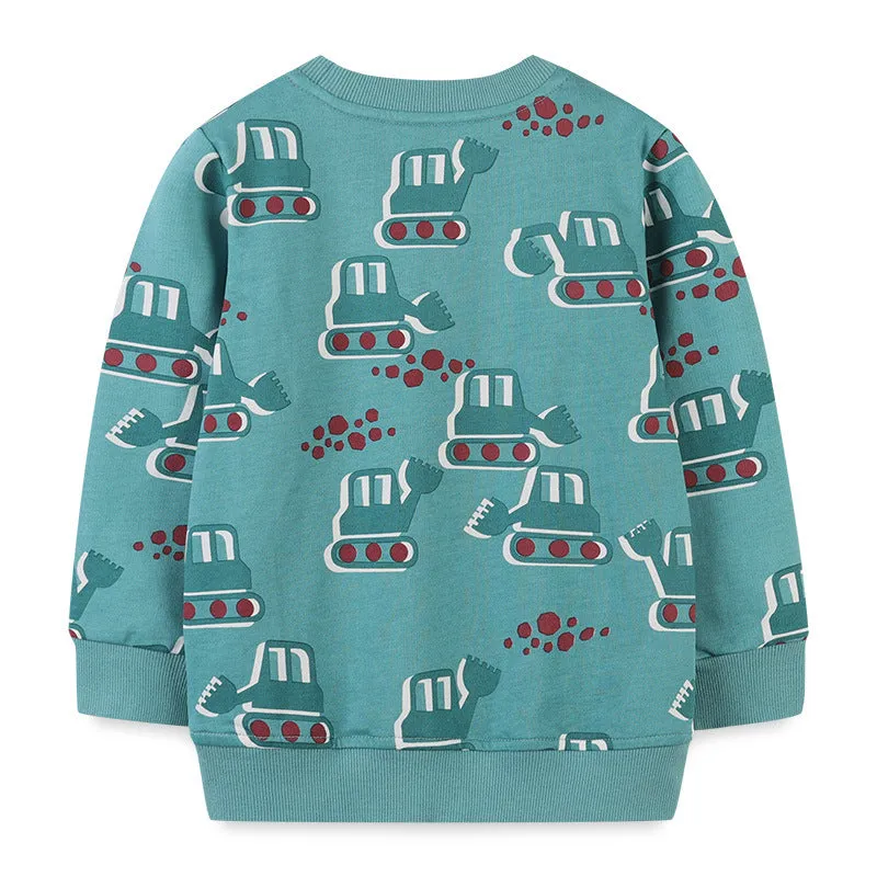 Baby Boy Cartoon Truck Graphic Western Style Pullover Long Sleeves Hoodies by MyKids-USA™