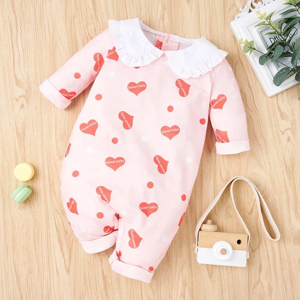 Baby Girl Printed Collared Jumpsuit