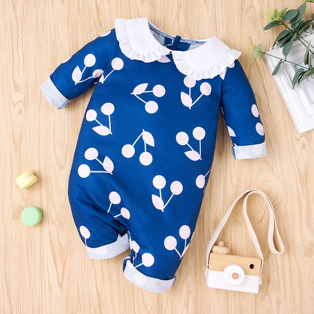 Baby Girl Printed Collared Jumpsuit