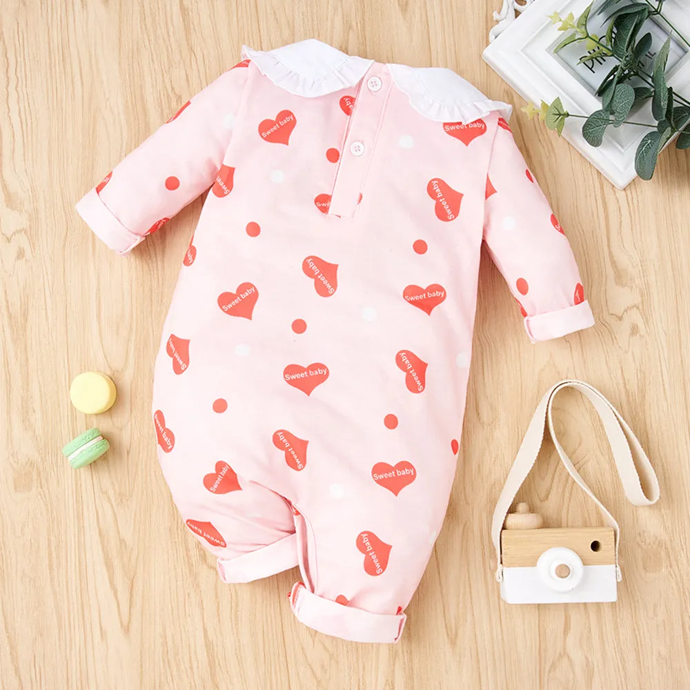 Baby Girl Printed Collared Jumpsuit