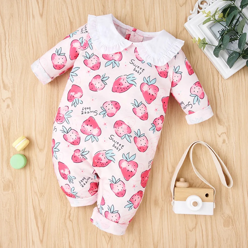 Baby Girl Printed Collared Jumpsuit