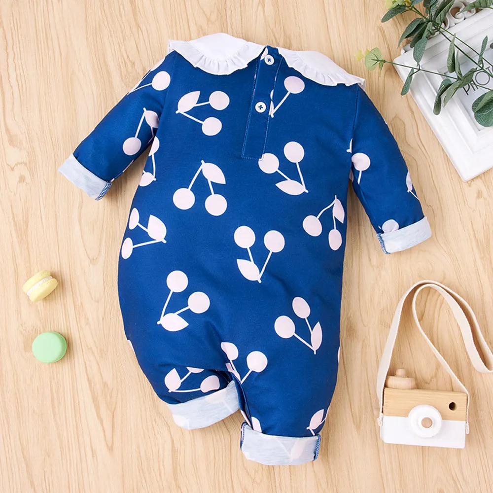 Baby Girl Printed Collared Jumpsuit