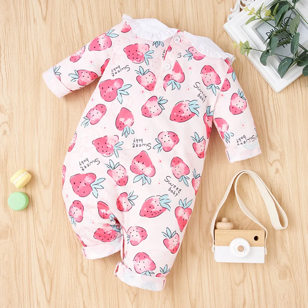 Baby Girl Printed Collared Jumpsuit