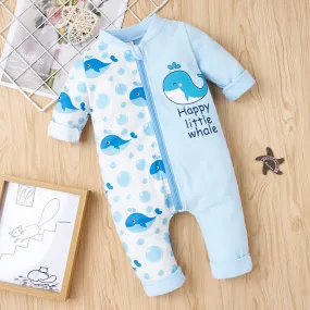 Baby Whale Print Two-Tone Jumpsuit