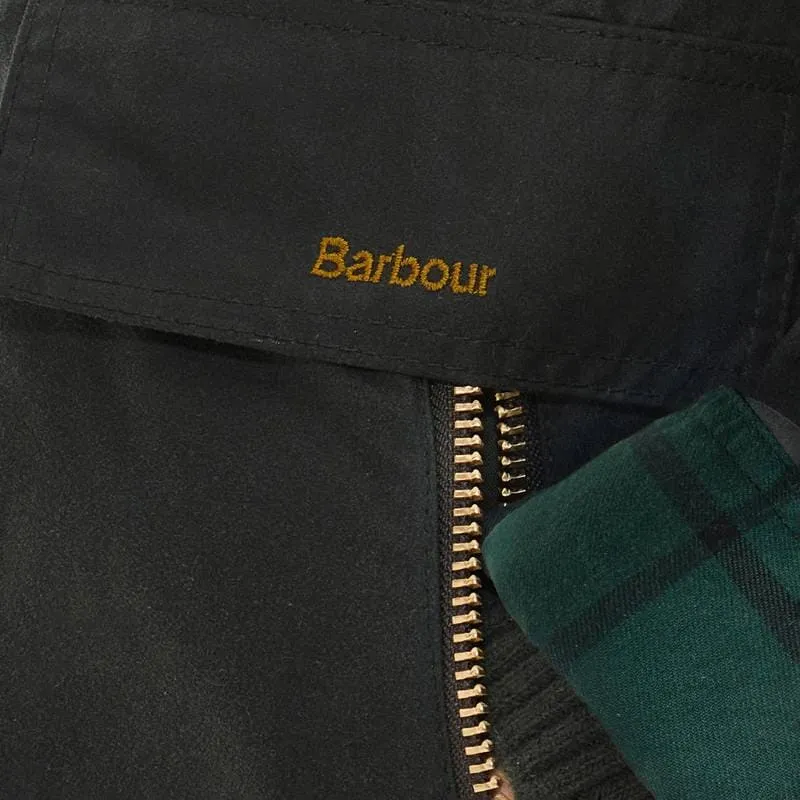 Barbour Catton Ladies Wax Jacket - Black/Black/Sage Tartan