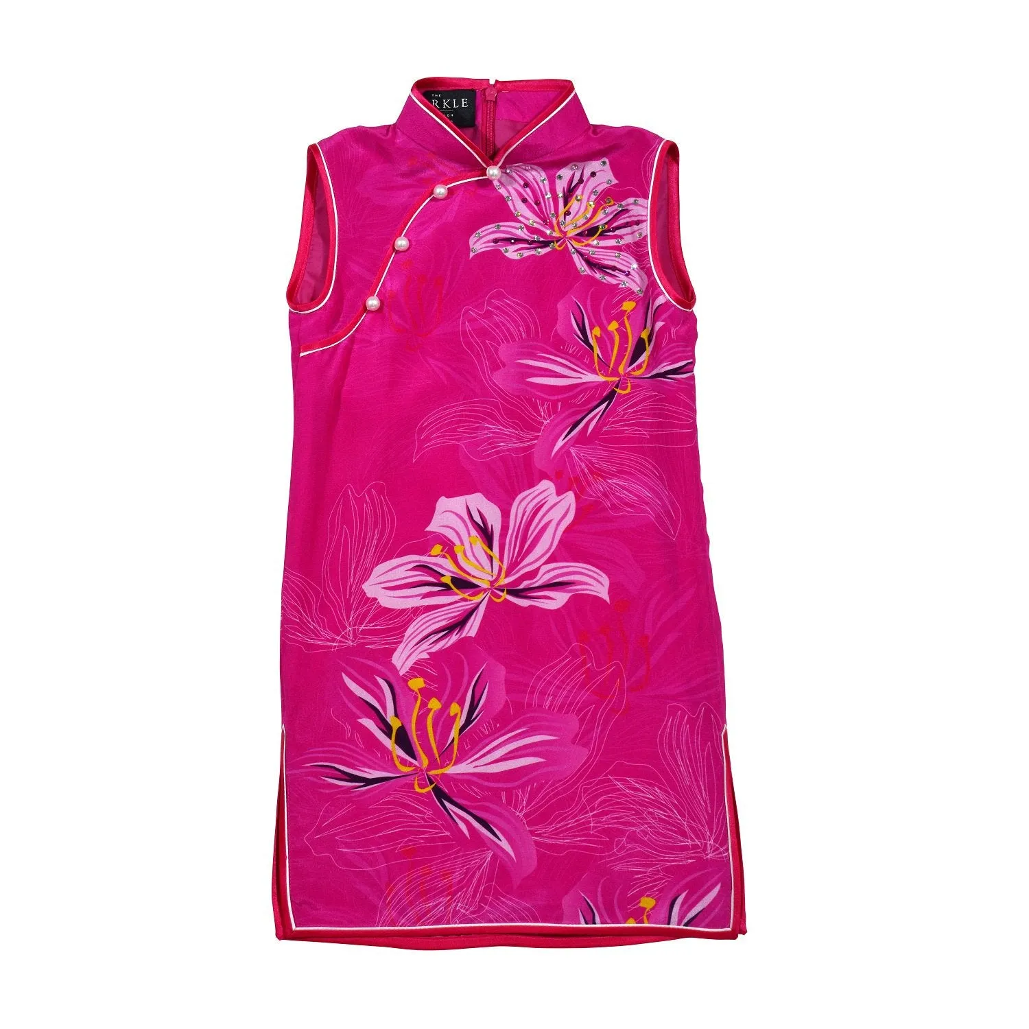 【BAUHINIA】100% Silk Cheongsam with Crystals-Junior