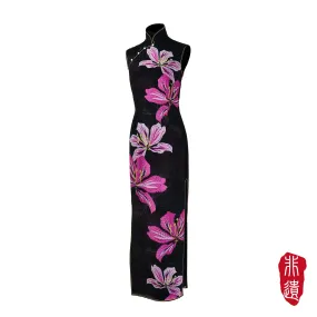 【BAUHINIA】Masterpiece Collection Haute Couture 100% Silk Cheongsam with Crystals (Sleeveless / Tailored Fit)