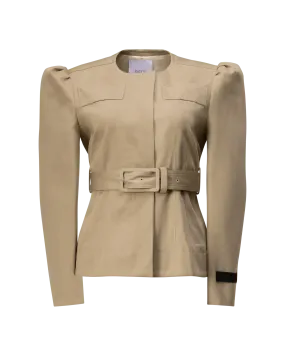 Belted Gabardine Cropped Jacket