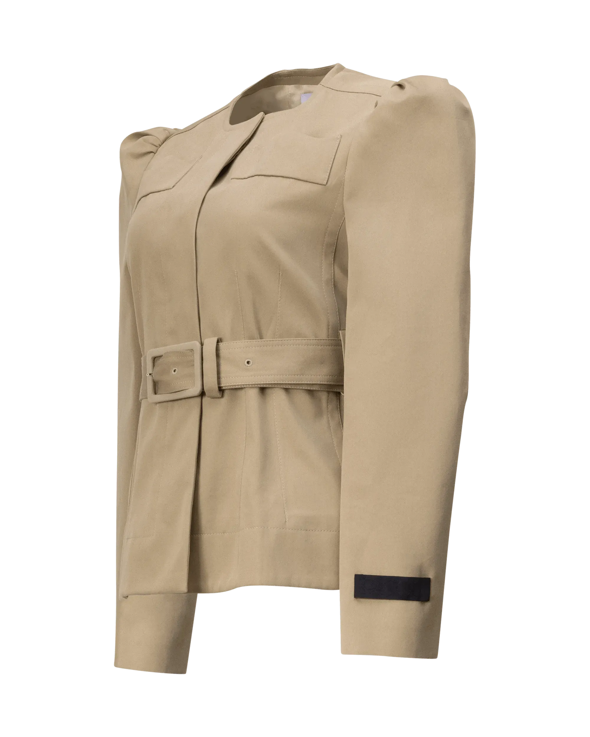 Belted Gabardine Cropped Jacket