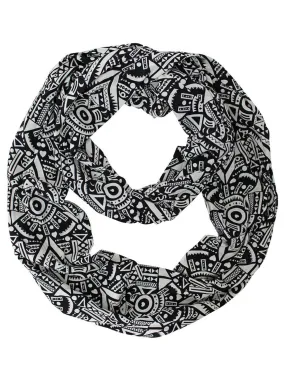 Black & White Geometric Pattern Circle Infinity Scarf