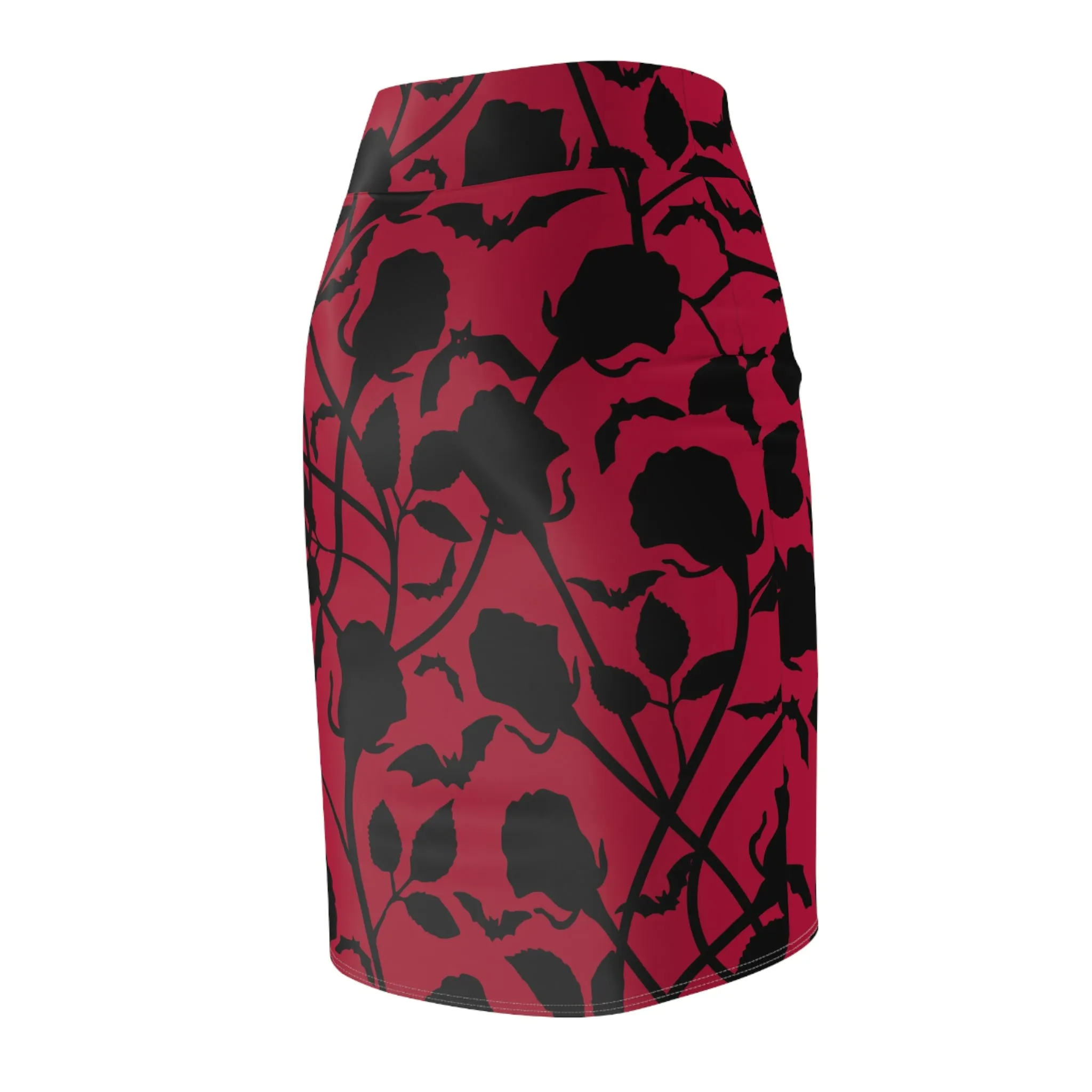 Black Roses Red Pencil Skirt