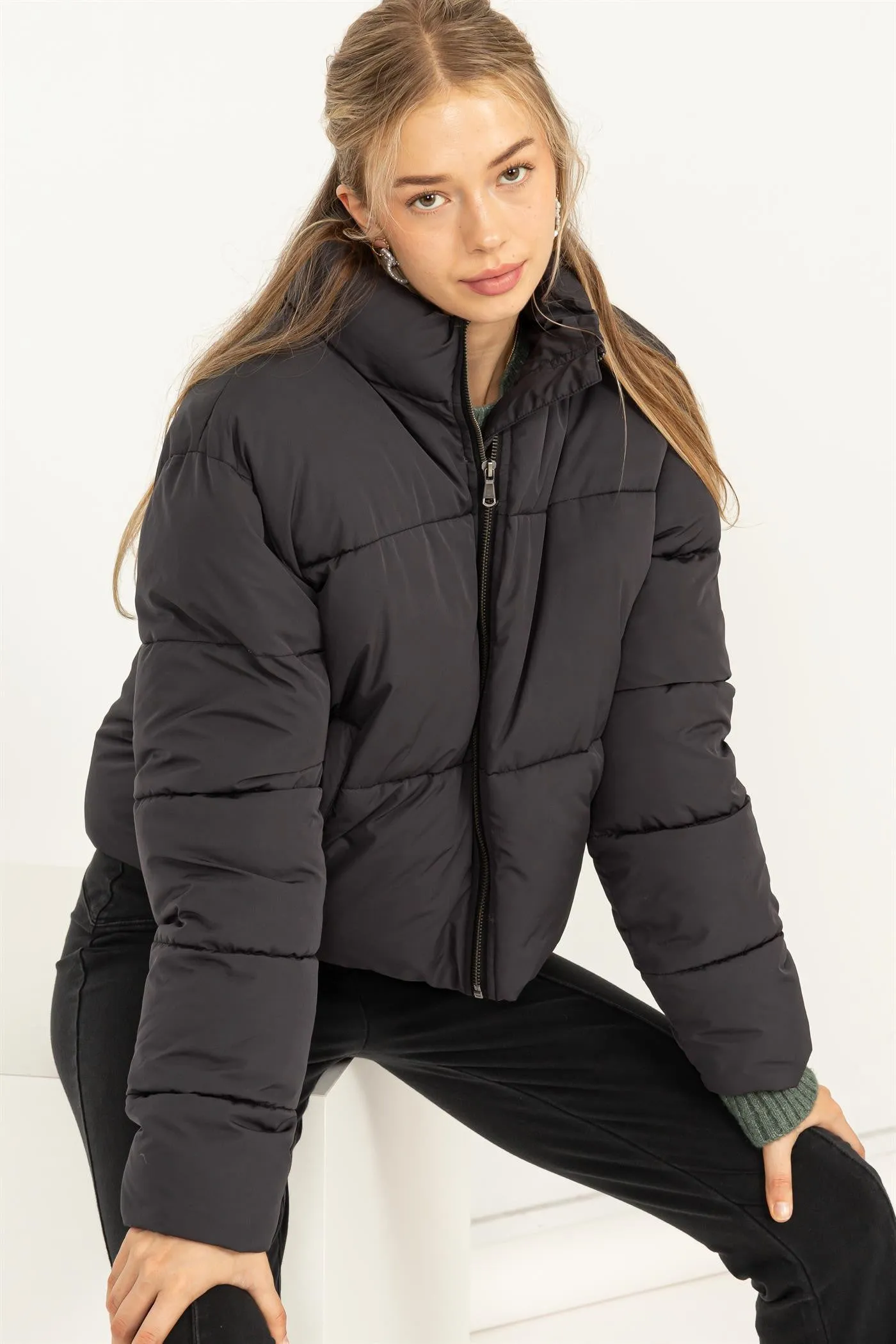 Black Weekend Ready Quilted Puffer Jacket