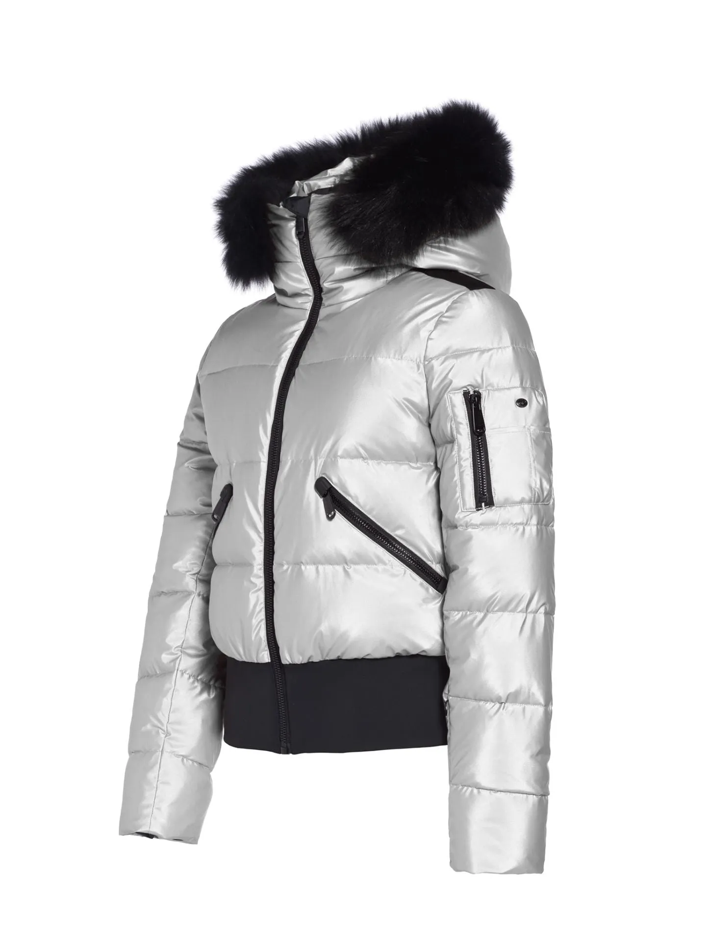 Bombardino Jacket with faux fur hood SILVER