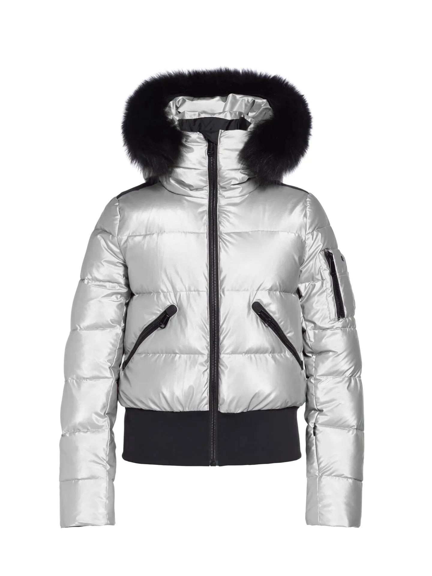 Bombardino Jacket with faux fur hood SILVER