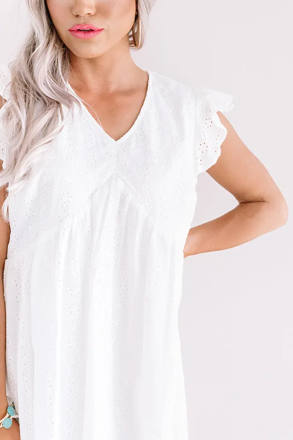 Bombay Babe Eyelet Babydoll Dress In White