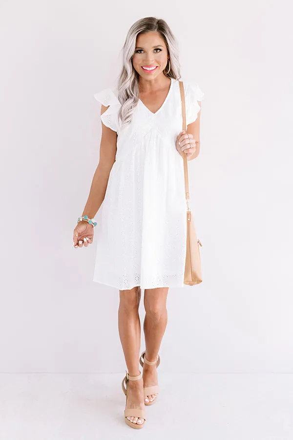 Bombay Babe Eyelet Babydoll Dress In White