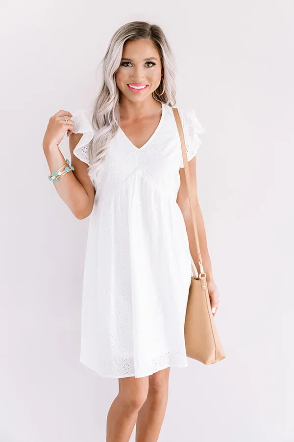 Bombay Babe Eyelet Babydoll Dress In White