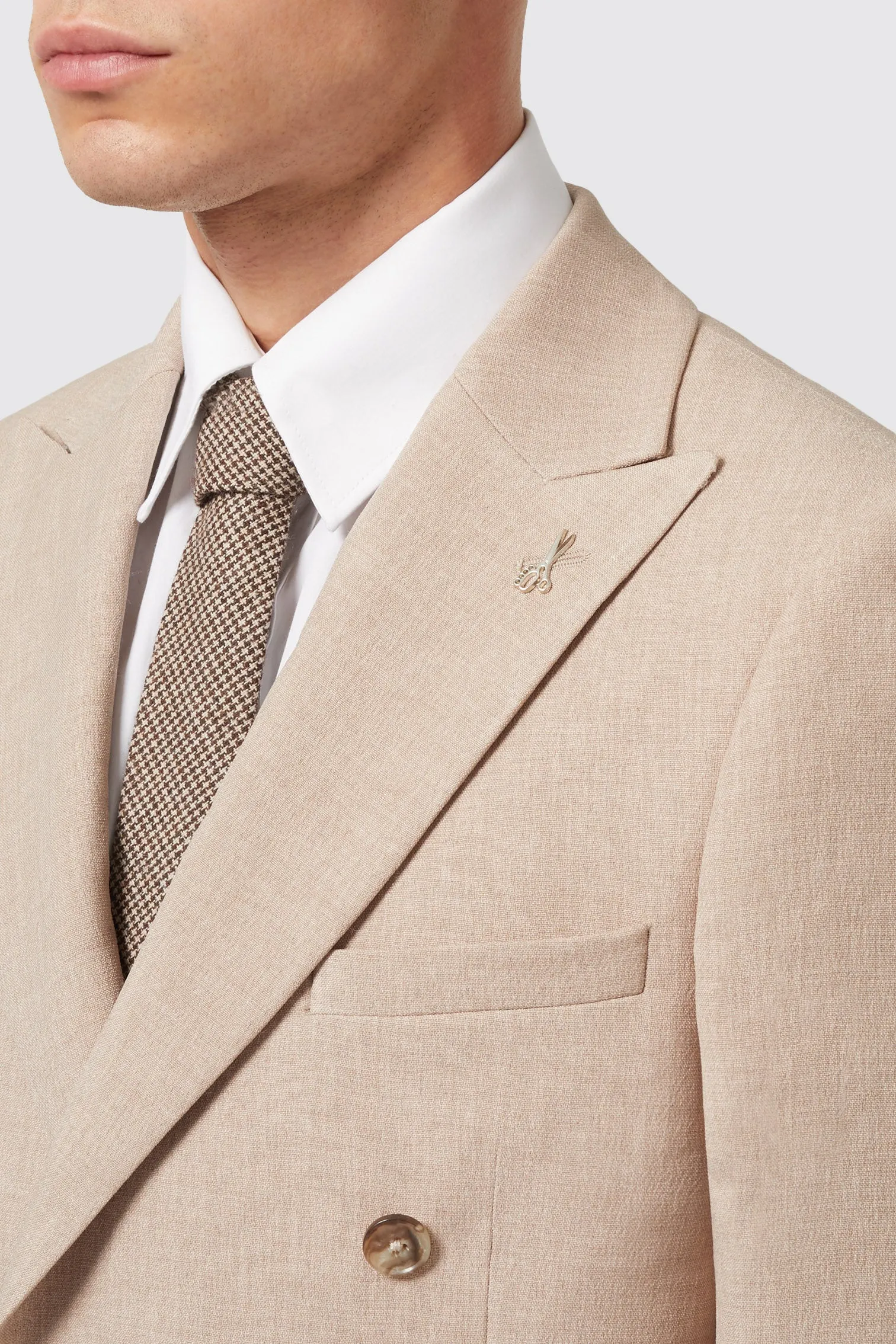 Bresnan Slim Fit Neutral Double Breasted Jacket